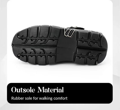 2024 New Punk Style Women's Platform Shoes – 6CM Lace-Up Gothic Ankle Boots with Metal Decor