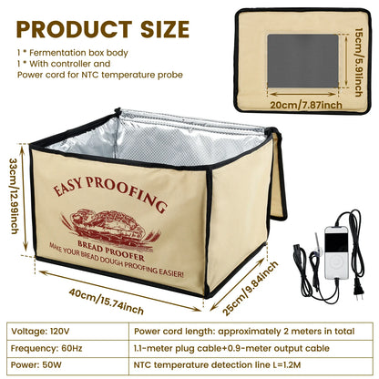 Versatile Dough Proofer with Heater – Temperature-Controlled, Collapsible Dough Proofing Box with Timer for Bread Making