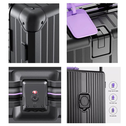 Aluminum Frame Rolling Luggage — Wide Handlebar Trolley Suitcase with Colorful Silent Spinner Wheels, TSA Lock & Large Capacity