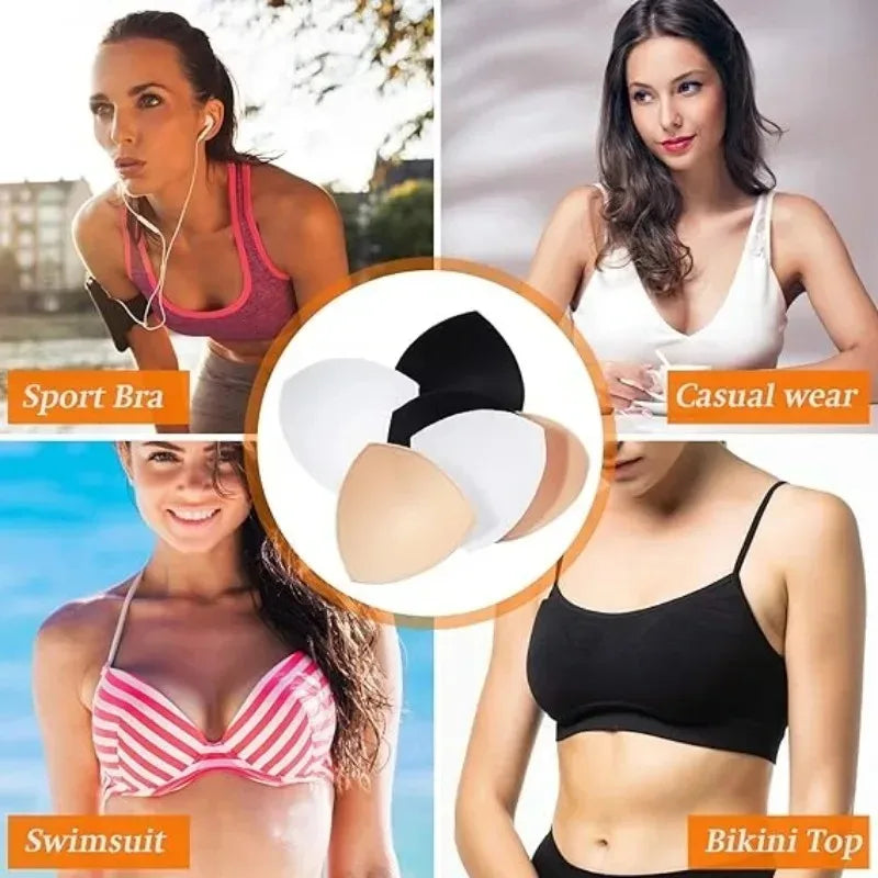 Soft Removable Bra Pads Inserts – Push Up Breast Enhancer Cups for Women Sports Bras, Bikini & Swimwear Support Pads