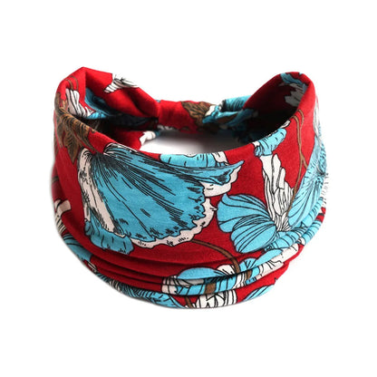 Bohemian Wide Cotton Stretch Headband for Women – Turban Headwrap, Bandage Hairband, Bandana Hair Accessories