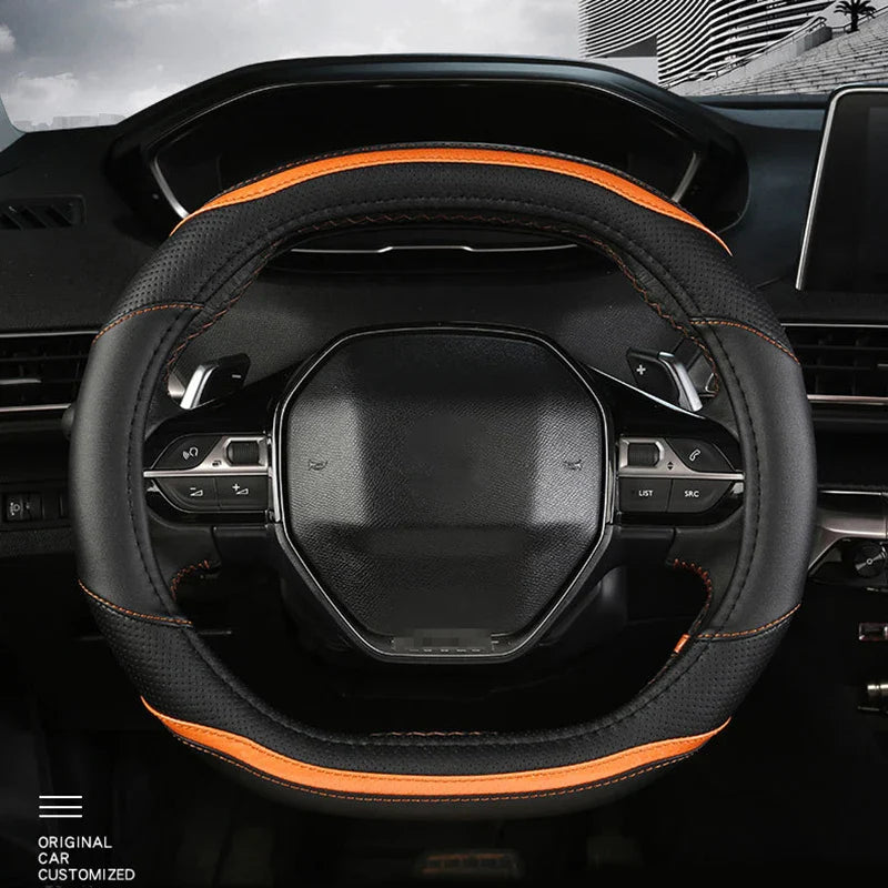 Peugeot 3008/4008/5008 Carbon Fiber & PU Leather Steering Wheel Cover — Auto Interior Accessory