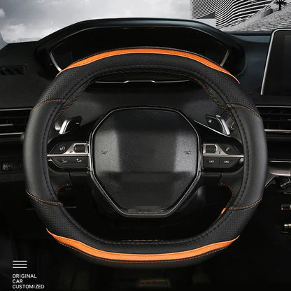 Peugeot 3008/4008/5008 Carbon Fiber & PU Leather Steering Wheel Cover — Auto Interior Accessory