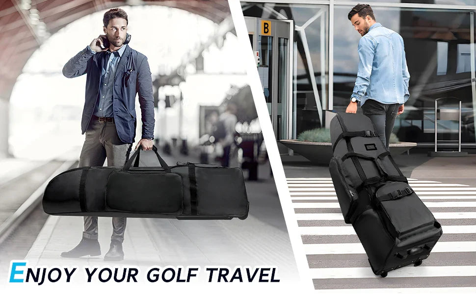 Heavy Duty Golf Travel Bag – 900D Polyester Oxford, Wear-Resistant, Foldable Soft-Sided Case with Zipper & Wheels