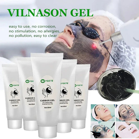 2/5Pcs Black Gel Carbon Mask for ND YAG Laser – Skin Whitening, Deep Cleansing & Facial Rejuvenation Cream