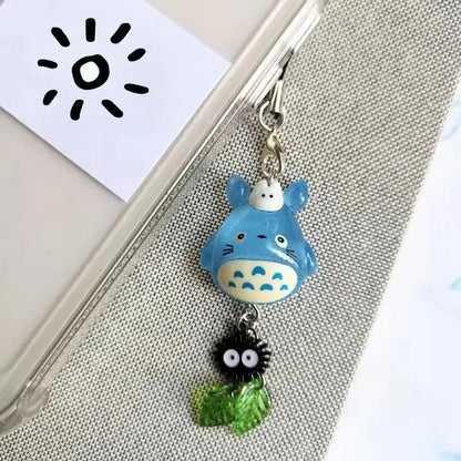 Kawaii Totoro Phone Charm - Blue Animal Soot Sprite Anime Pendant Keychain for Y2K Bags & Gifts