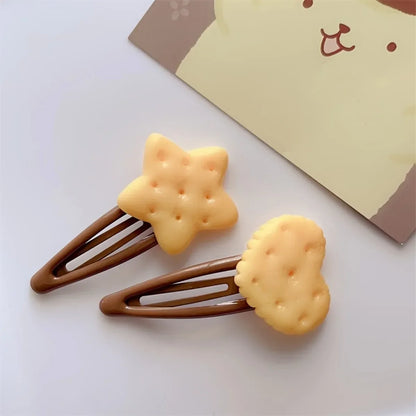 8Pcs Cute Biscuit Hair Clips Set - Adorable Simulation Food Theme Hairpins for Women Girls Daily Accessories