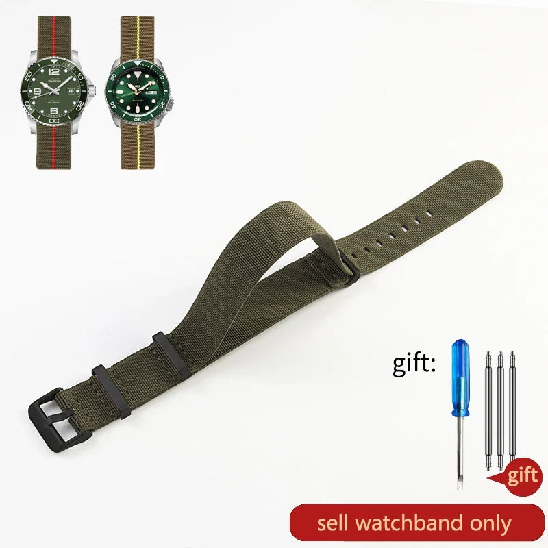 60's French Army Nylon Watch Strap - Woven Military Watch Band for Rolex, Seiko, Tudor & Omega