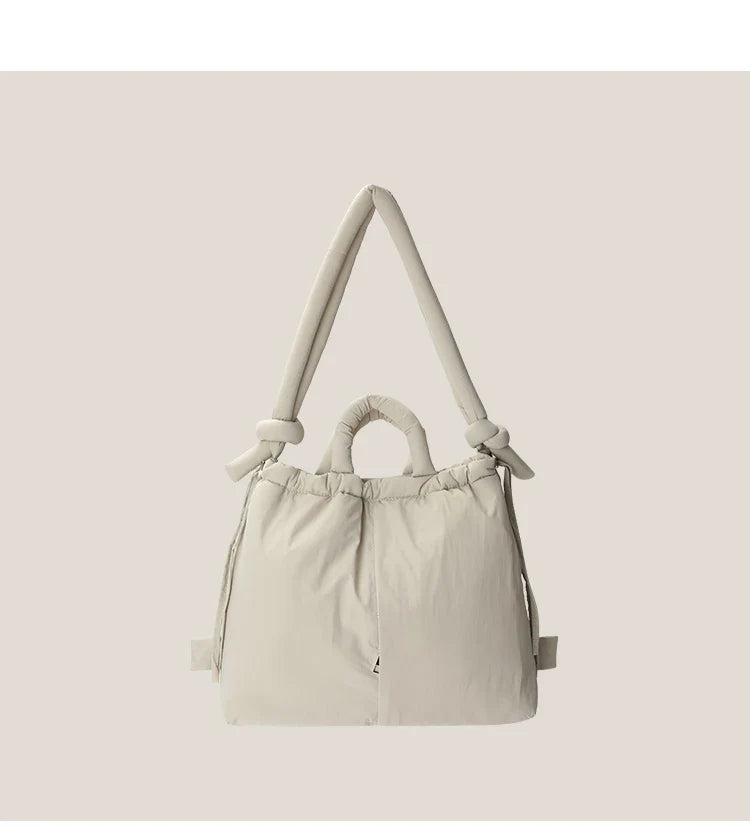 2023 Casual Nylon Padded Tote Bag – Soft Puffer Shoulder & Crossbody Handbag for Women, Large Capacity Vintage Design