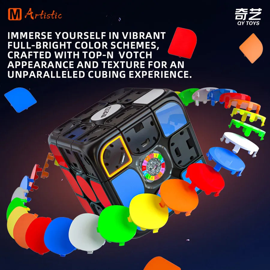 Qiyi M Pro Art Edition 3x3 Magnetic Speed Cube - Stickerless Magic Cube Puzzle Toy