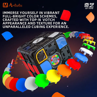 Qiyi M Pro Art Edition 3x3 Magnetic Speed Cube - Stickerless Magic Cube Puzzle Toy