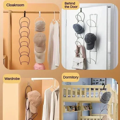 Storage Door Hanger Organizer Rack – Multi-Hook Closet Storage for Hats, Caps, Scarves, Bags & Bedroom Organization