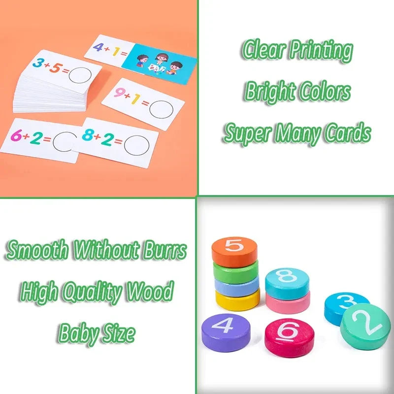 Kids Montessori Math Toy Set — Arithmetic Card Matching Games for Addition & Subtraction, Early Educational Counting Toy