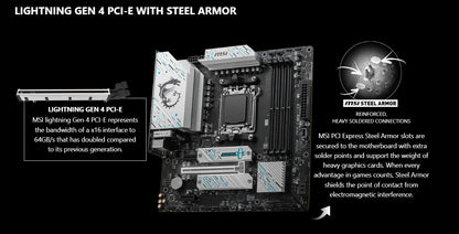 MSI B650M GAMING PLUS WIFI Motherboard - AMD B650, Supports DDR5 7200+MHz (OC), Ryzen 7000/8000 Series, AM5 Socket