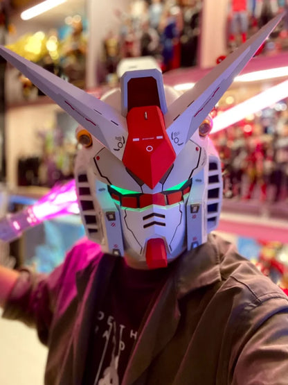 Vol.1 RX-78-02 Cyberpunk Helmet – 1:1 Mech Robot Mask with Touch Control Light, Cosplay Costume & Halloween Toy Gift for Kids