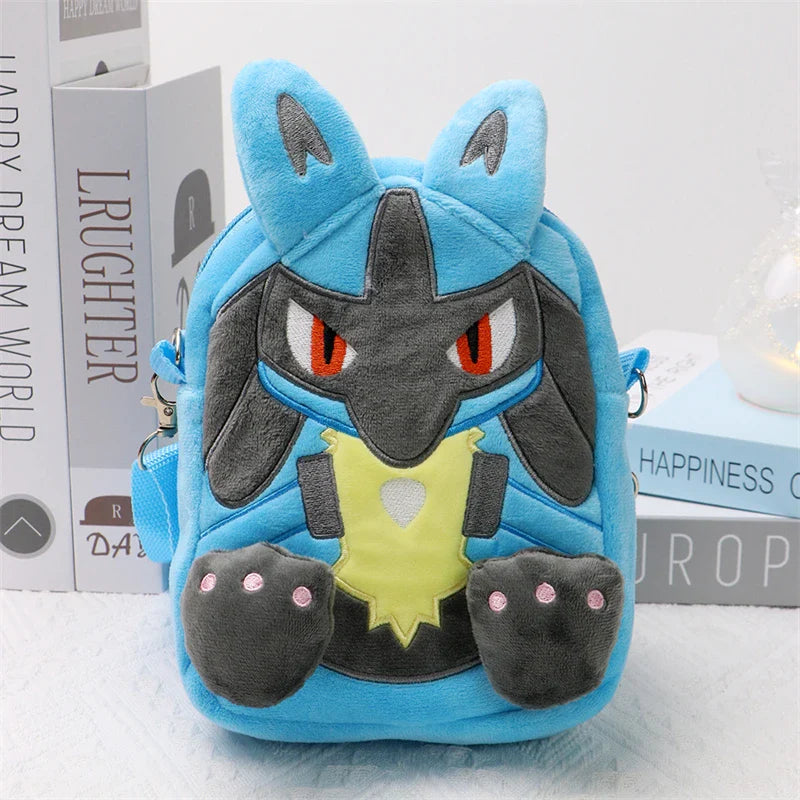 New Pokémon Plush Bag — Pikachu, Mimikyu, Gengar, Lucario, Rowlet, Eevee, Snorlax Soft Stuffed Toy Shoulder Backpack