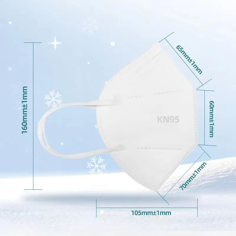 50/100PCS Adult KN95 Masks – Black & White, 5-Layer Dustproof Face Mask with Breathable Design & Adjustable Nose Bridge
