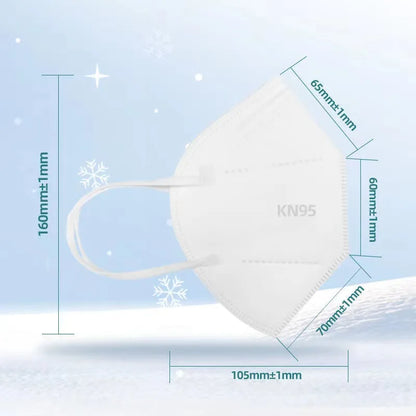 50/100PCS Adult KN95 Masks – Black & White, 5-Layer Dustproof Face Mask with Breathable Design & Adjustable Nose Bridge