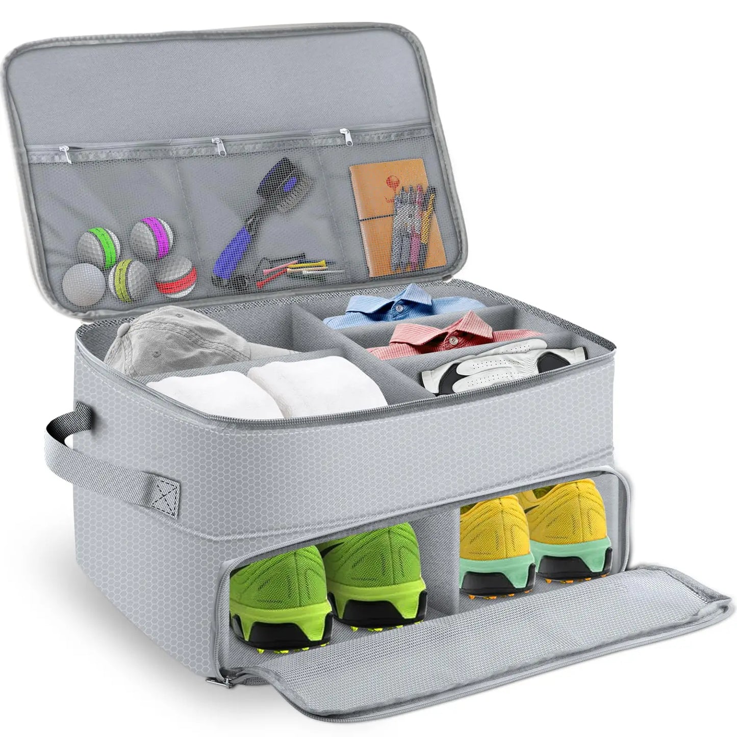 2-Layer Golf Trunk Organizer – Waterproof Durable Car Storage Bag for Golf Accessories