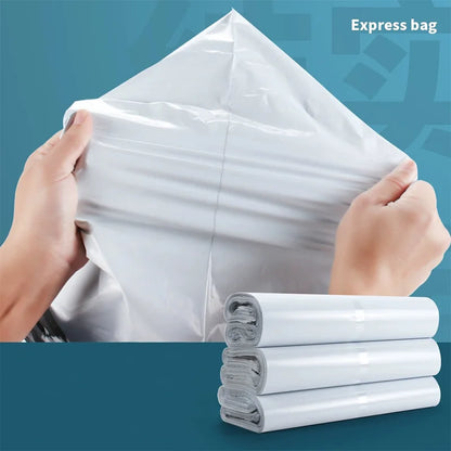50Pcs Self-Adhesive Shipping Bags – Grey & White Plastic Courier Mailing Envelopes
