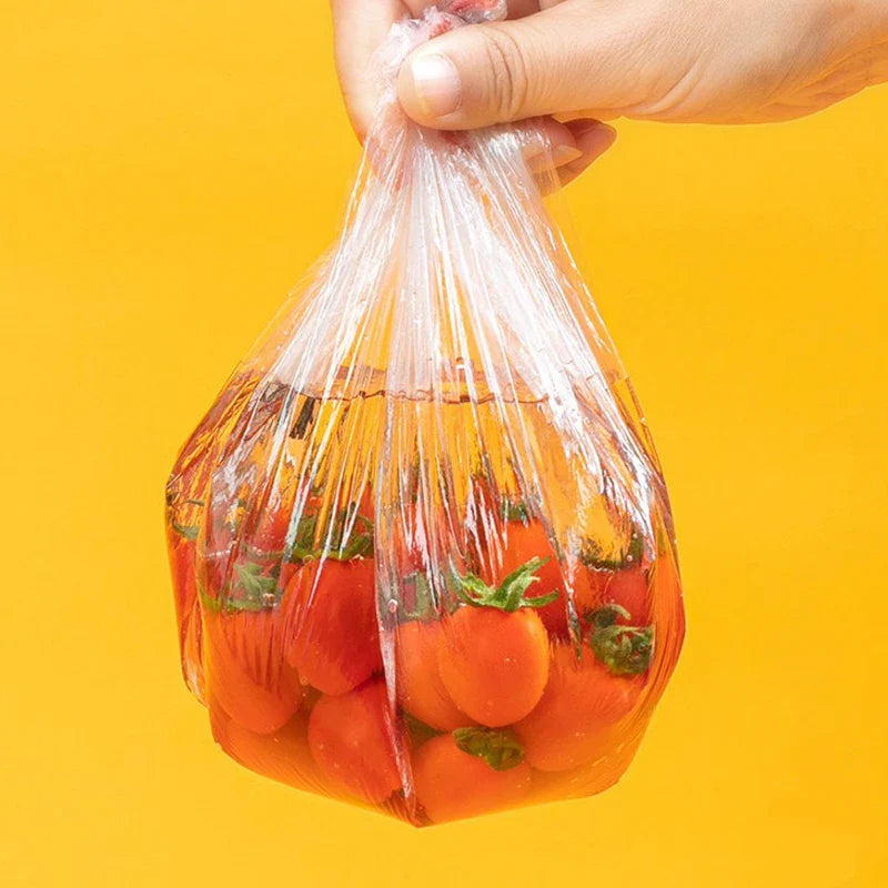 Disposable Transparent Plastic Food Cover Bags, Reusable Cling Film Wrap for Kitchen Storage, Freezing & Food Protection