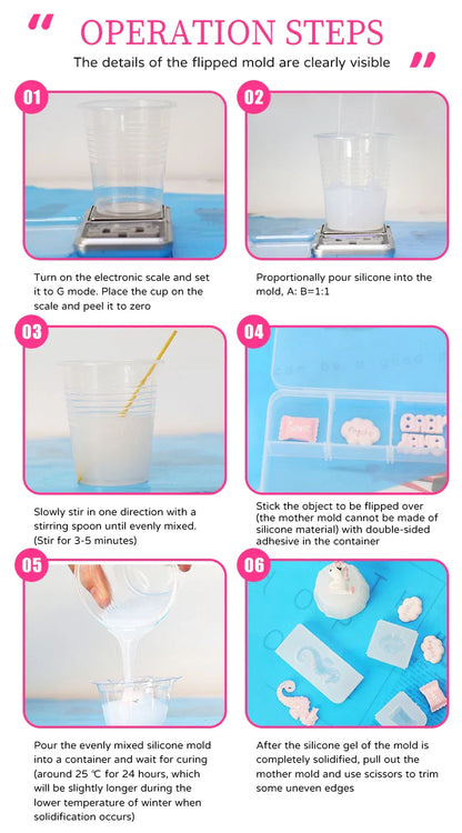DIY Silicone Mold Making Kit — AB 1:1 Liquid Rubber, Fast-Curing Silicone for Mold Casting, 200g/500g