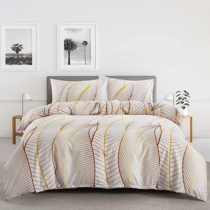 Grey Feather Duvet Cover Set – Full/Queen Boho Bird Plume Luxury Soft Reversible Comforter for Kids & Teens