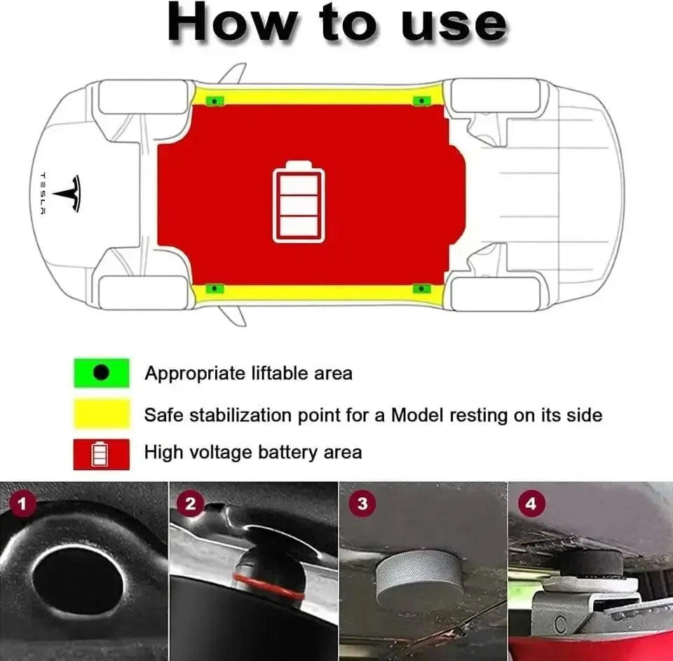 4Pcs Rubber Lifting Jack Pad Adapter Set with Storage Case - Suitable for Tesla Model 3, S, X - Essential Car Accessories