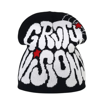 Y2K Letter Knitted Beanie Cap – Unisex Winter Autumn Warm Ski Skullcap, Hip Hop Streetwear Ear Cover Hat for Men & Women