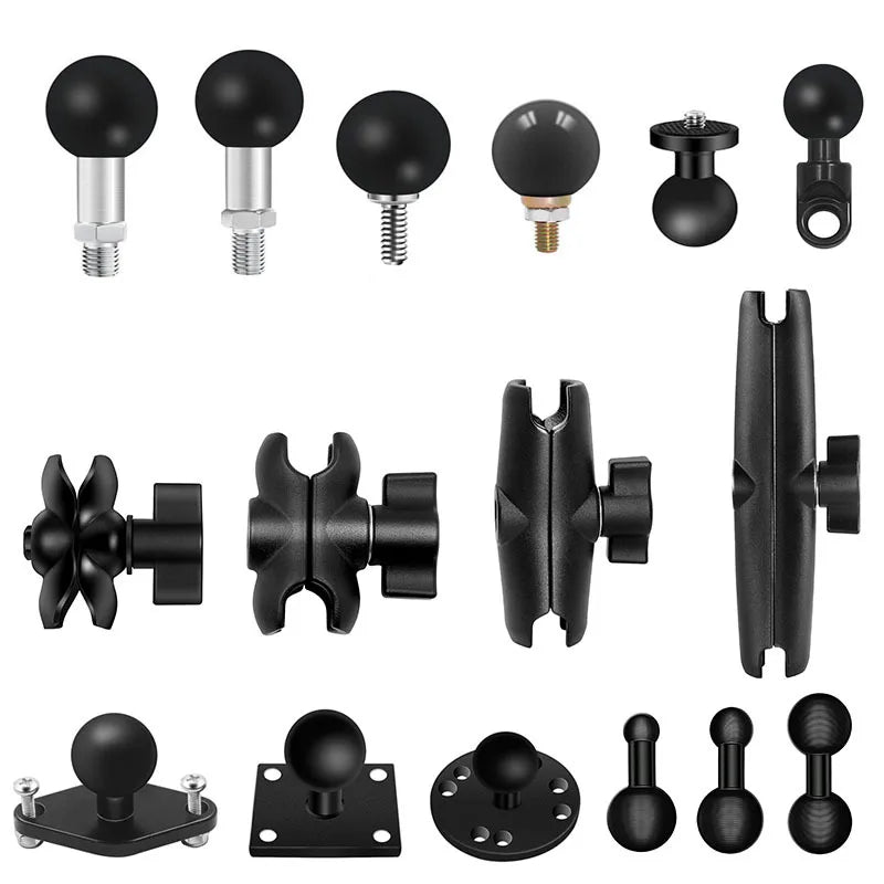 1" Ball Head Car & Motorcycle GPS Holder Mount – 10mm Base for GoPro, Yi, Insta360 & Phone Accessories