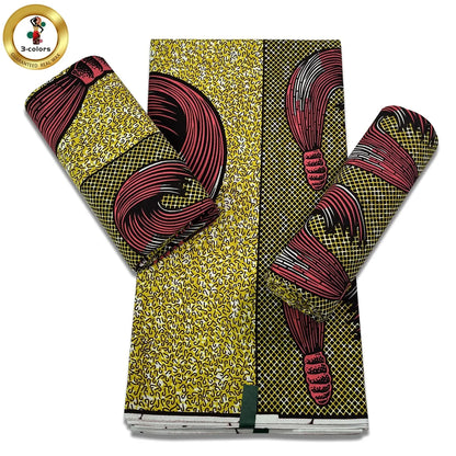 African Real Wax Print Fabric - 100% Cotton Soft Ankara Pagne Material for Dresses