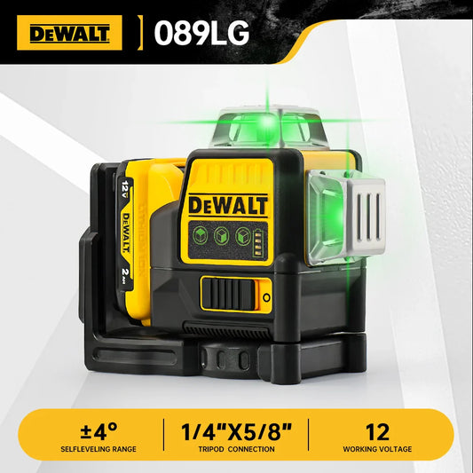 Dewalt DW089LG Laser Level – 12-Line 360° Vertical Laser with 12V Lithium Battery for Outdoor Use