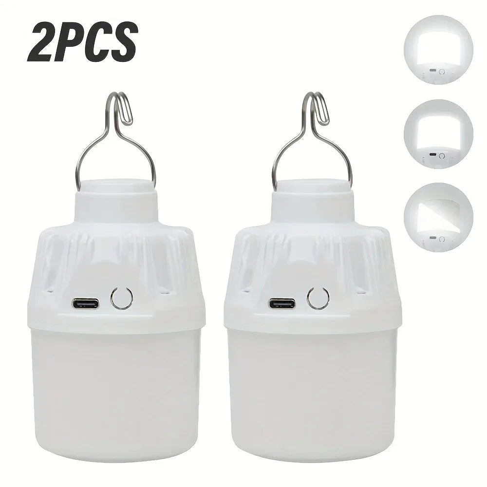 Portable LED Camping Light Bulb USB Rechargeable – 1/2/3/5/10PCS Outdoor Hanging Lamp with 3 Lighting Modes (White/Orange)