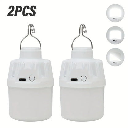 Portable LED Camping Light Bulb USB Rechargeable – 1/2/3/5/10PCS Outdoor Hanging Lamp with 3 Lighting Modes (White/Orange)