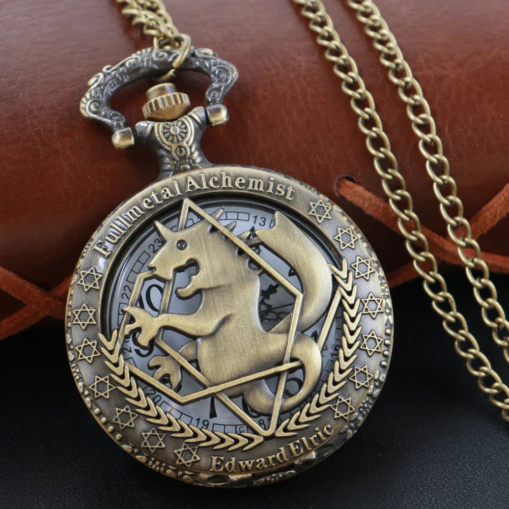Steampunk Quartz Pocket Watch Necklace – Bronze Pendant Clock for Men & Women, Christmas Gift
