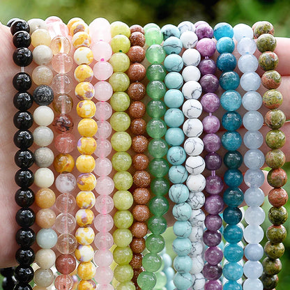 Natural Stone Round Beads 4-12mm Tiger Eye Lava Turquoise Jade for DIY Jewelry Making Bracelet Craft Supplies