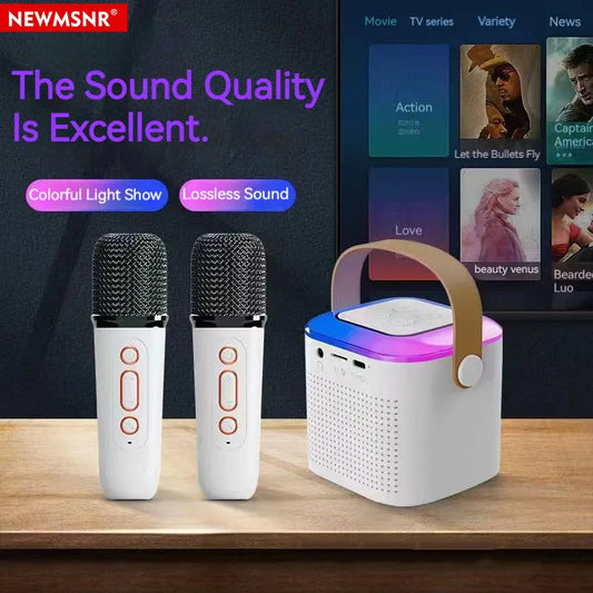 New Karaoke Machine - Portable Bluetooth Speaker System with Subwoofer, 1-2 Wireless Microphones, and Music Player for Adults and Kids!