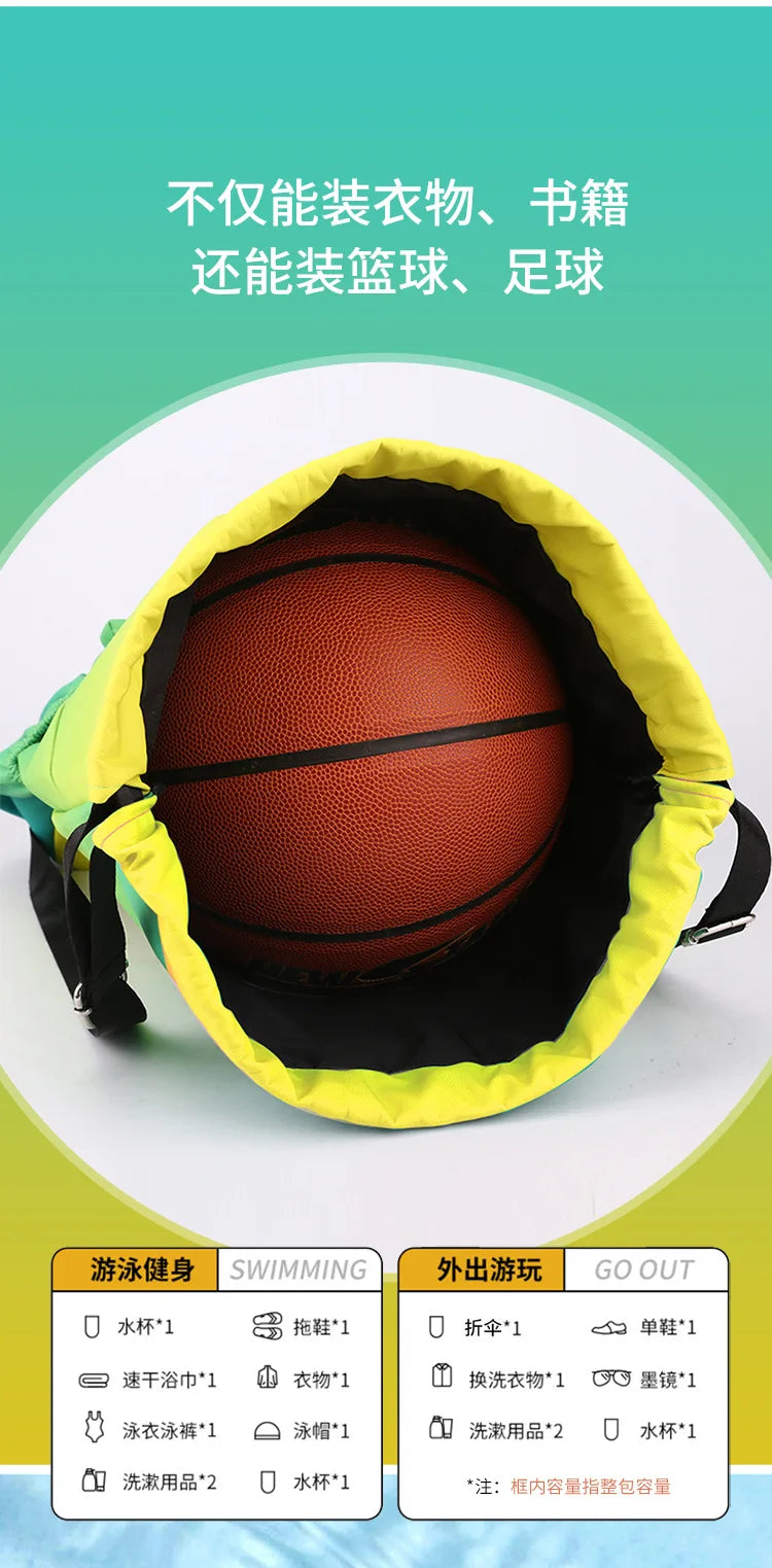 Bundle Pocket Waterproof Nylon Backpack — Portable Sports Bag for Outdoor, Camping, Swimming, Fitness, and School Use