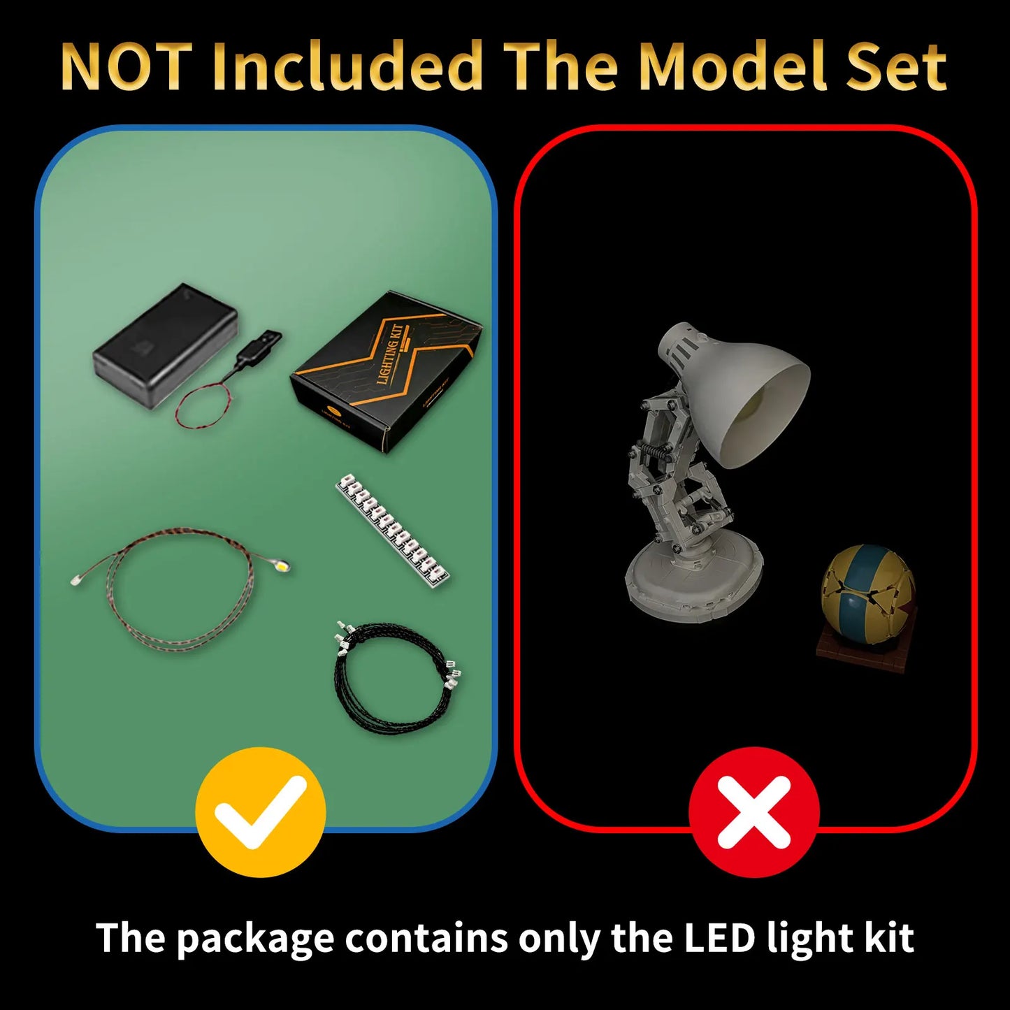 LYBMTWF LED Light Kit for LEGO Luxo Jr. - DIY Building Block Display Lighting Set, Model Not Included