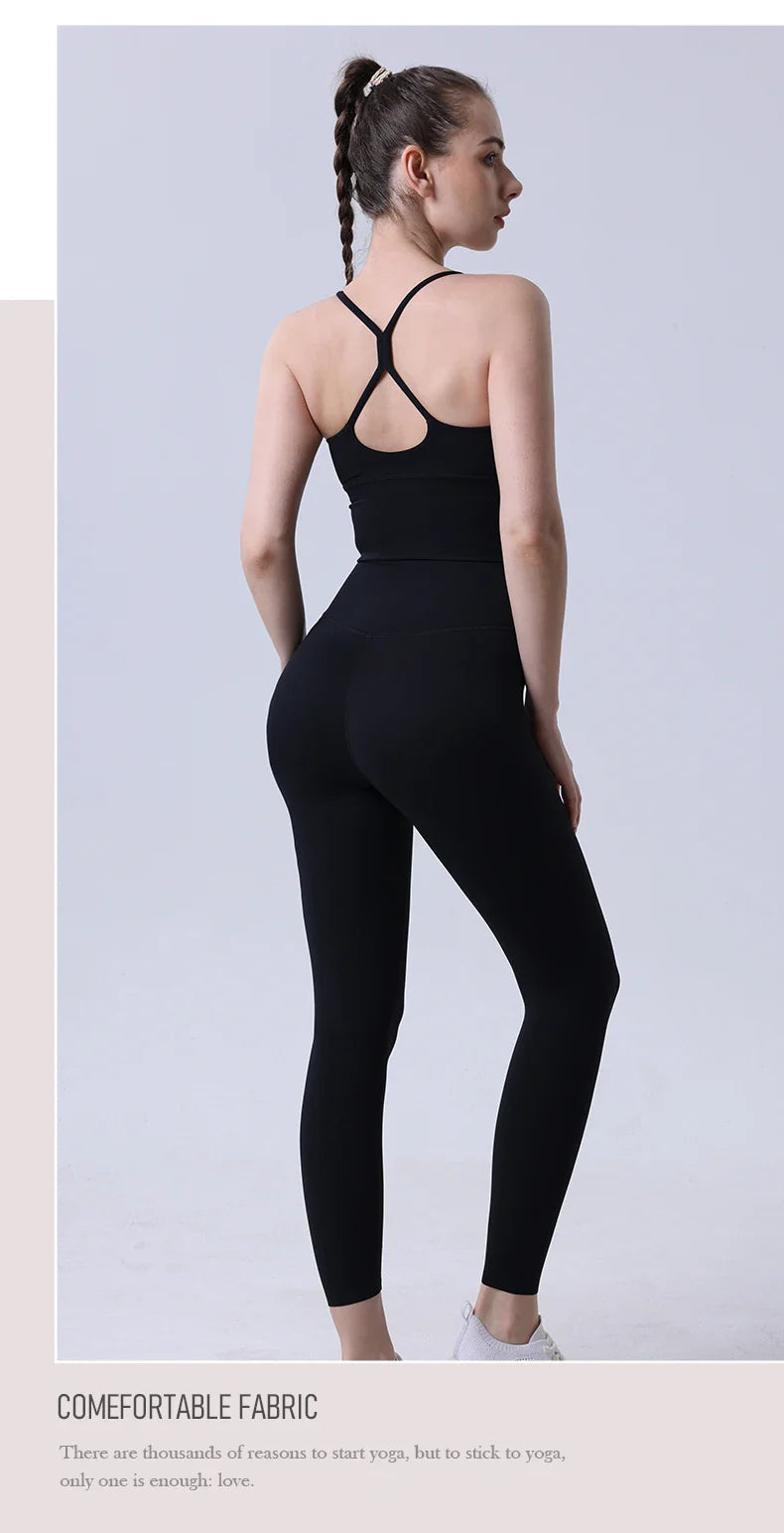 2-Piece Women’s Yoga Tracksuit – Athletic Pilates Fitness Set with Push-Up Sports Bra & Leggings for Gym Workout