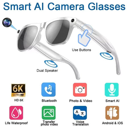 Xiaomi 6K HD AI Smart Glasses — 100MP Camera, ChatGPT, Bluetooth Call, Voice Assistant, 260mAh Battery, New Smart Glasses