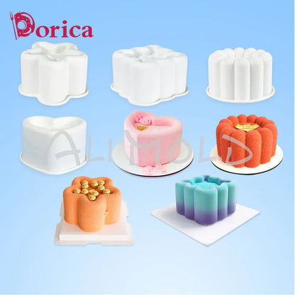 Dorica Silicone Baking Mold — Round, Heart, Star & Square Bento Cake, Chocolate, Mousse, Soap & Candle Moulds for Kitchen Bakeware