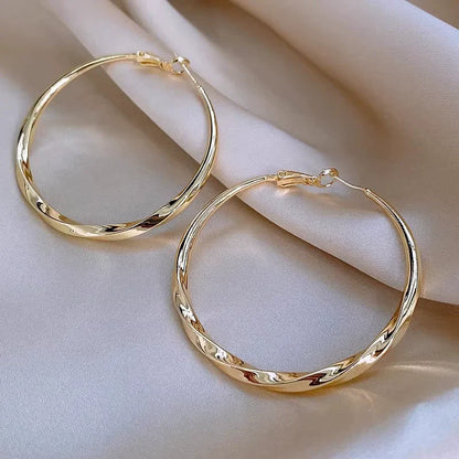 5cm Twist Metal Hoop Earrings for Women – Geometric Round Circle Dangle Drop Party Jewelry Gift