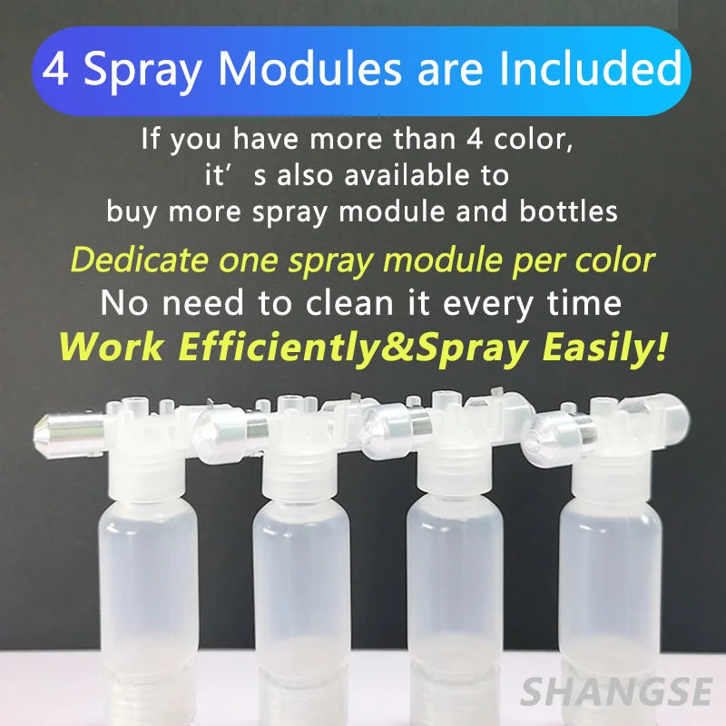 SHANGSE Upgraded No-Clean Airbrush – Portable Painting Tool with 0.3 & 0.5mm Spray Modules for Tattoo, Model, Cake Decoration & DIY Hobby