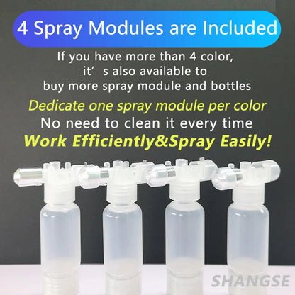SHANGSE Upgraded No-Clean Airbrush – Portable Painting Tool with 0.3 & 0.5mm Spray Modules for Tattoo, Model, Cake Decoration & DIY Hobby