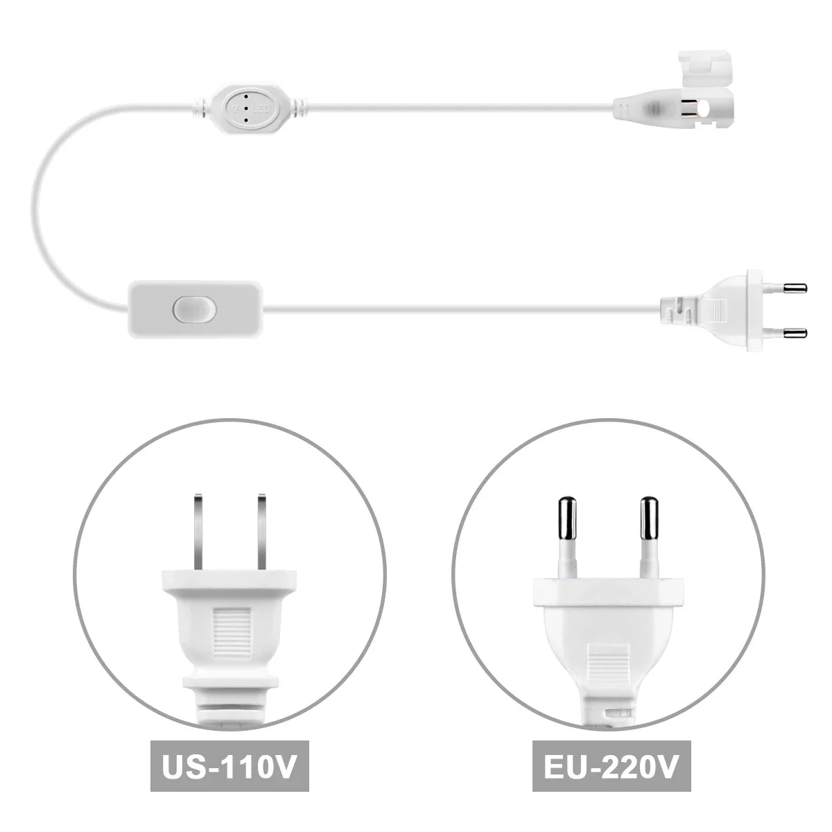 COB LED Strip Light with EU/US Plug (110V–220V) – Flexible LED Light Tape with Clip Accessories for Home and Decoration Lighting