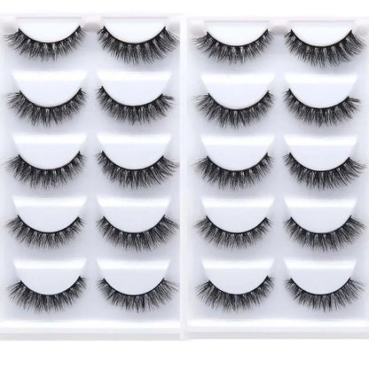 5 Pairs 3D Real Mink False Eyelashes – Soft Natural Look Eyelash Extensions for Makeup & Daily Wear
