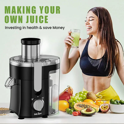 SEJOY Centrifugal Juicer – Compact Automatic Electric Citrus and Fruit & Veg Extractor with Pulp Ejection