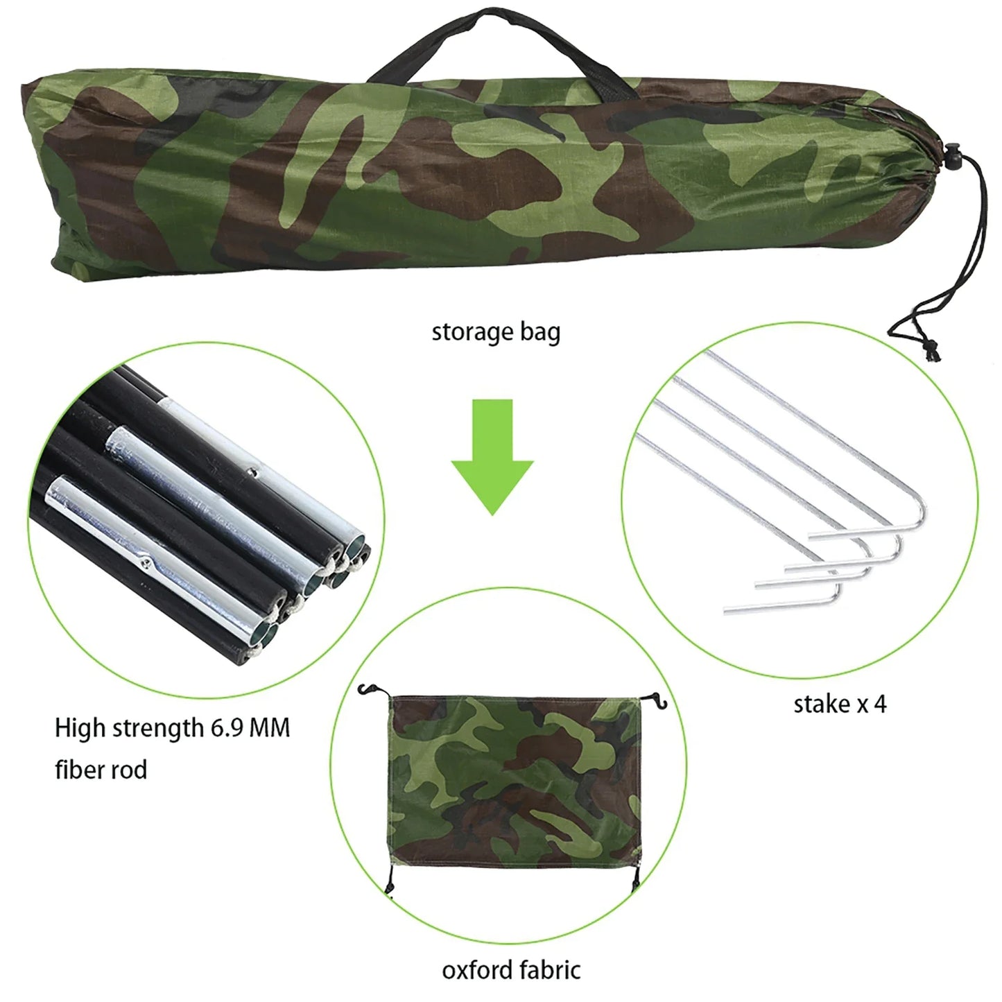 One Person Outdoor Camping Tent – Camouflage Waterproof UV Protection Hiking Shelter