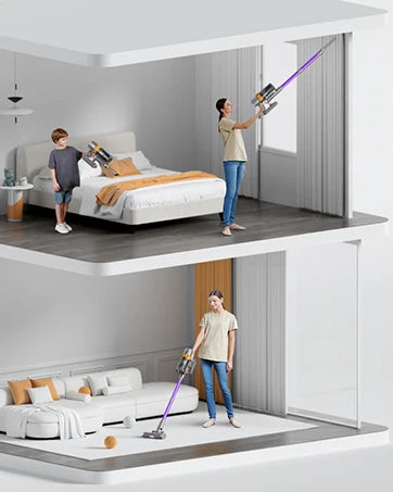 550W Cordless Vacuum Cleaner - 45KPa Suction, 65 Min Runtime, Low Noise, LED Screen, Wall Mount Charging for Home